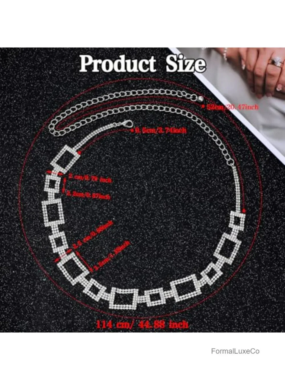 Rhinestone Chain Belt Adjustable Bling Waist Accessory for Women Wedding Party